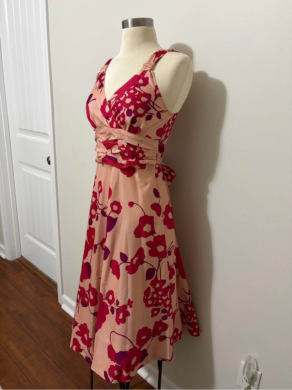 Marc Jacobs Barneys Coop Sleeveless Pink/Peach Floral Midi Dress Sz 4 - Picture 5 of 9